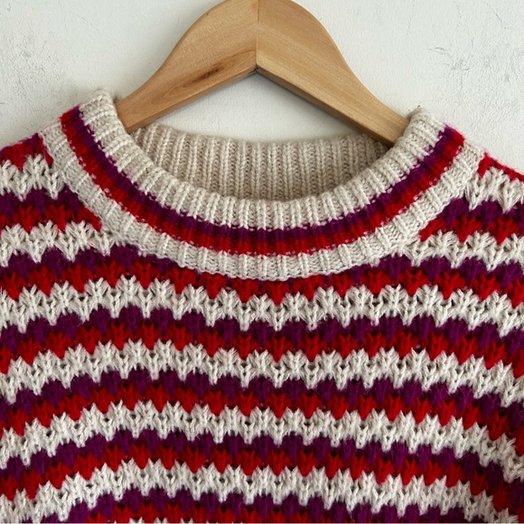 Rebecca Minkoff Red Stripe Chunky Knit Wool Blend Sweater Size Med - Picture 5 of 16